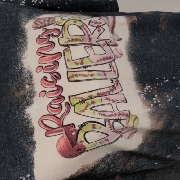 Gildan women's large soft style screen print 'Raising Ballers' baseball tee - Picture 4 of 9